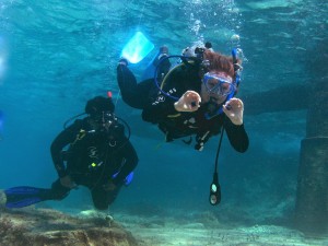 scuba diving with tank of air